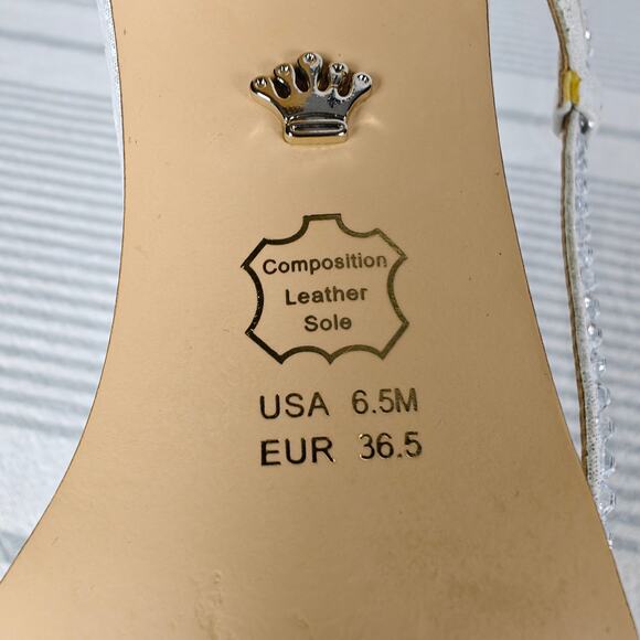 Nina New York Silver Strappy Sequined Open Toe Heels Size 6.5 - Picture 9 of 10